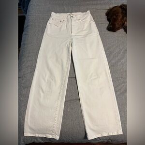 Madewell The Perfect Vintage Wide Leg Crop Jeans 26 High Rise White